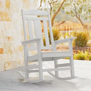 White Plastic Adirondack Outdoor Rocking Chair Porch Rocker Patio Rocking Chairs
