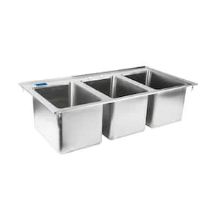 37 in. x 18.5 in. Drop In Stainless Steel 3-Compartment Kitchen Sink. NSF. No Faucet.