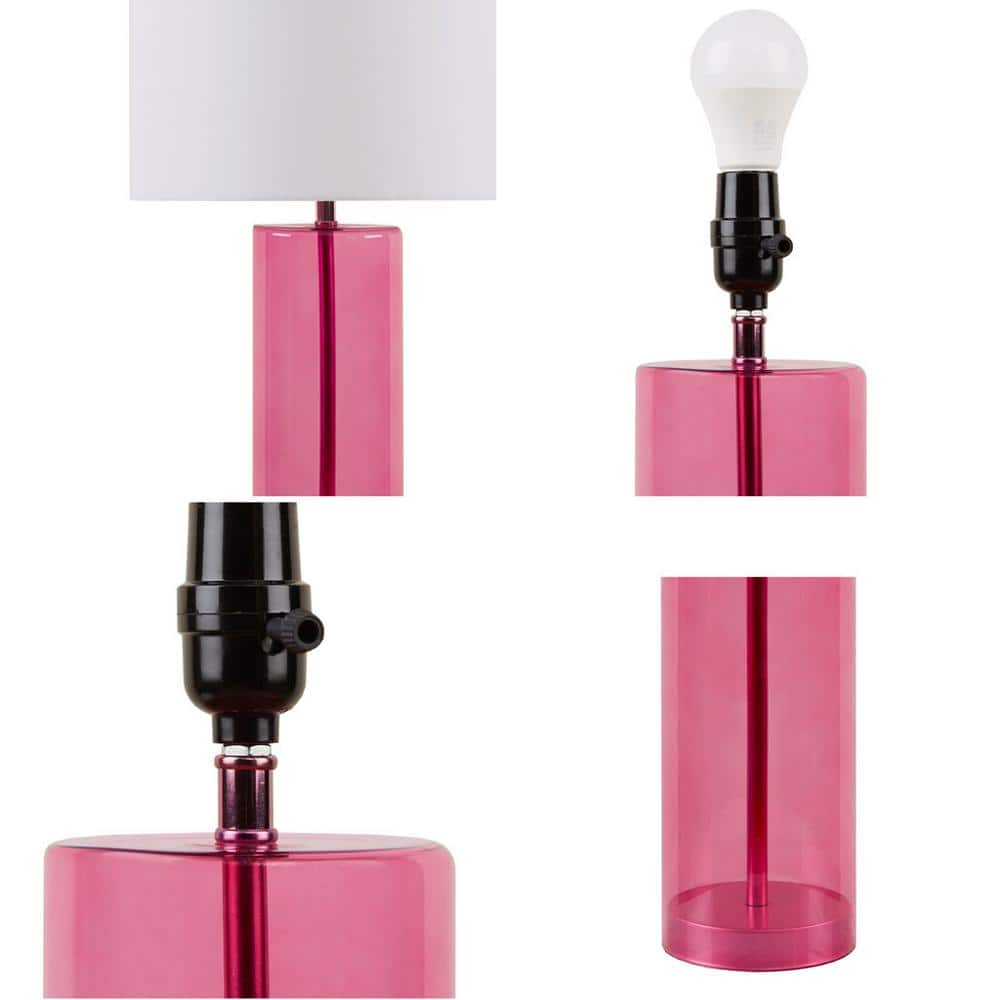 Neonova Pink Glass Table Lamp with White Shade