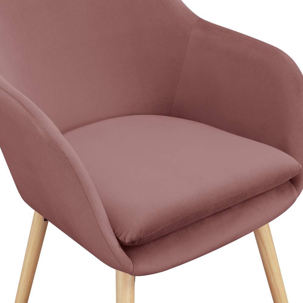 Blush Velvet Accent Chair with Oak Legs