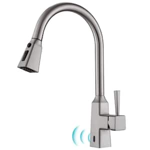 Touchless Sensor Single Handle Pull-Down Sprayer Kitchen Faucet in Brushed Nickel