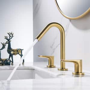 8 in. W 2-Handle Spread Deck Mount Bathroom Faucet in Brushed Gold