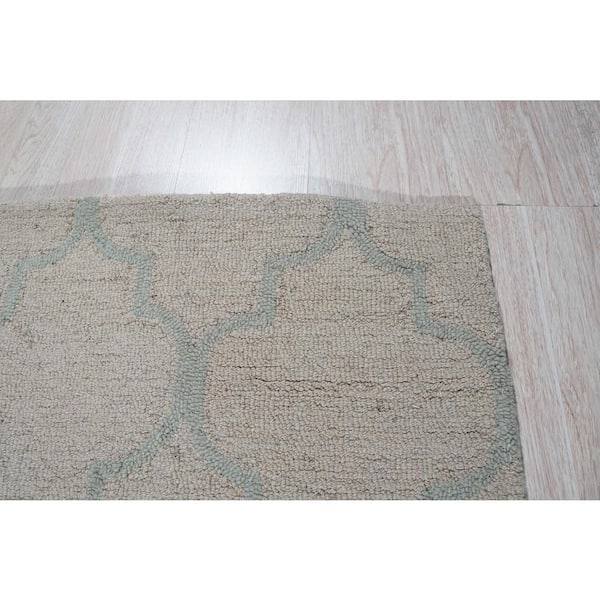 Light Gold 5 ft. x 7 ft. Hand Tufted Wool Traditional Geometric Moroccan Area Rug