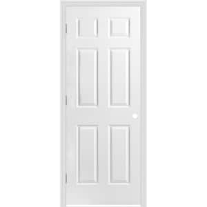 30 in. x 80 in. 6 Panel Right-Handed Primed Composite Hollow Core Single Prehung Interior Door 4-9/16 in. Split Jamb