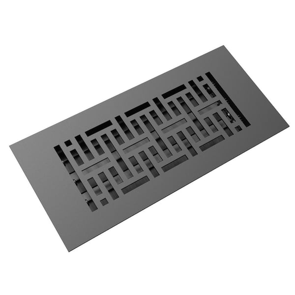 Reggio Registers Low Profile 10 in. x 4 in. Steel Floor Register in Black Woven Pattern (1-Pack)