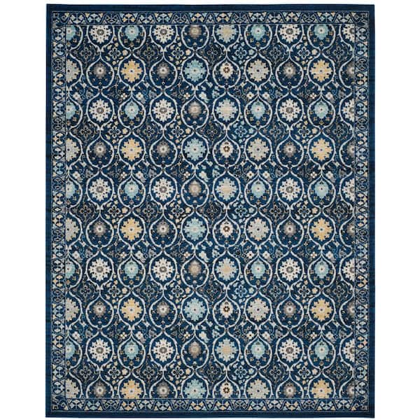 SAFAVIEH Evoke Royal/Ivory 9 ft. x 12 ft. Border Distressed Geometric Area Rug