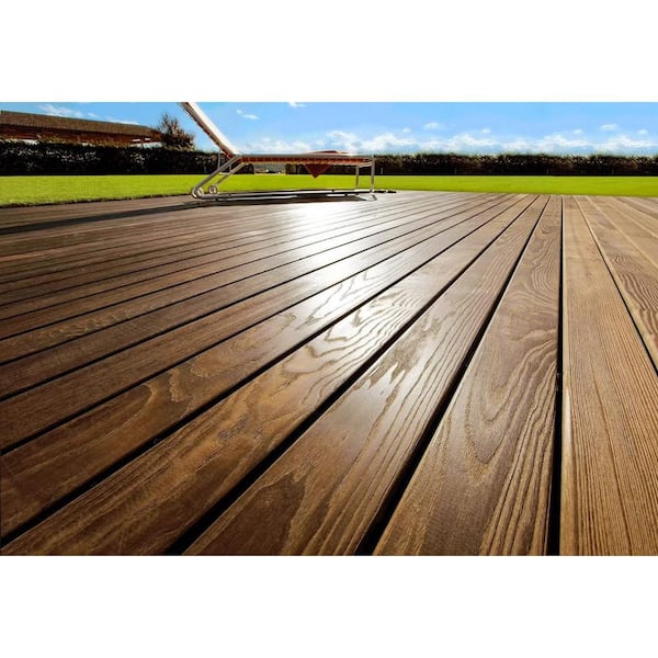 WellDone 5/4 in. x 6 in. x 8 ft. Thermally-Treated Premium Ash 4-Sides Oiled Decking Board (4-Bundle)
