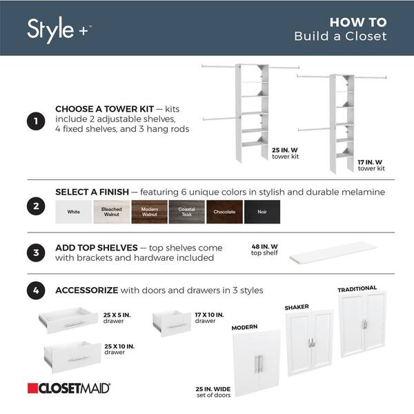 ClosetMaid 3.6 in. Adjustable Height Nickel Double Hang Closet Organizing  Storage Closet Rod 3122000 - The Home Depot