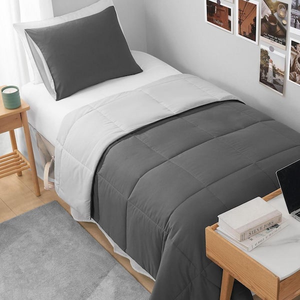 The Sheet Lab Box Stitch Reversible 2-Piece Dark Gray/Light Gray