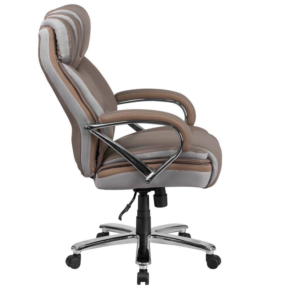 Taupe LeatherSoft Executive High-Back Swivel Chair with Metal Base