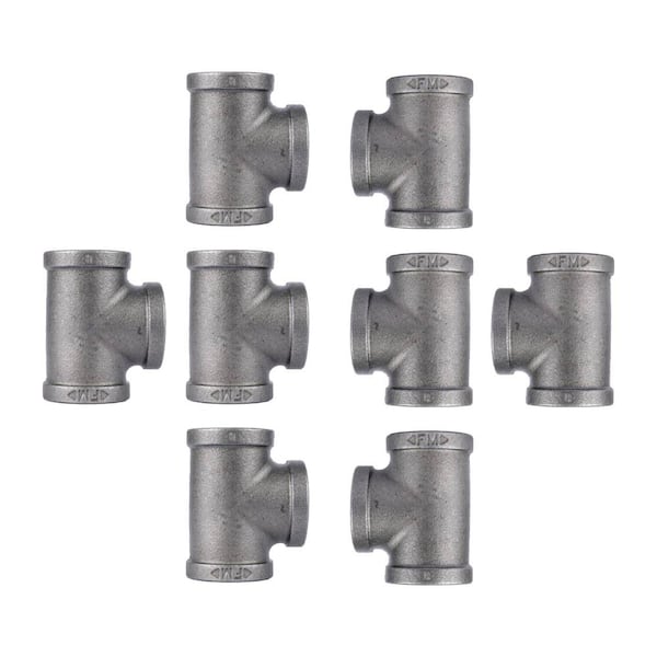 PIPE DECOR 3/4 in. Black Iron Tee Fitting (8-Pack)