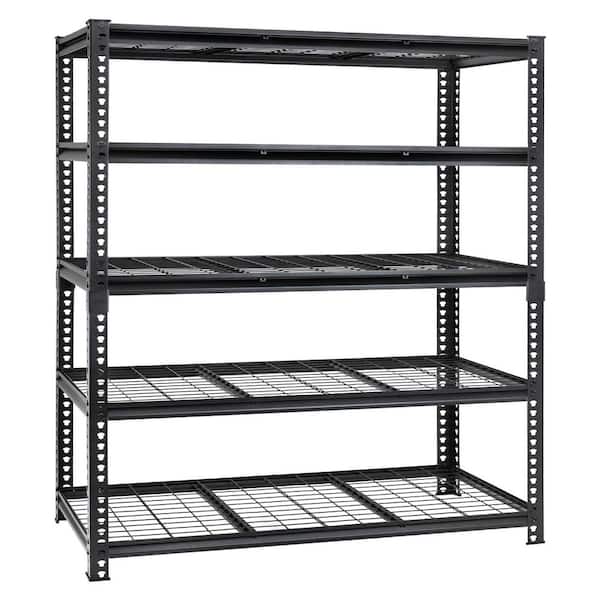 5-Tier Heavy Duty Steel Adjustable Boltless Garage Storage Shelving Unit in Black (60 in. W x 78 in. H x 24 in. D)