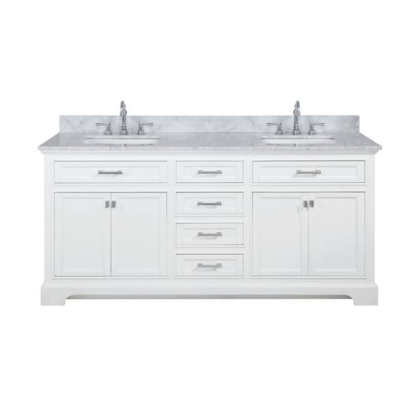 Design Element Milano 72 In W X 22, 72 Inch White Bathroom Vanity Single Sink