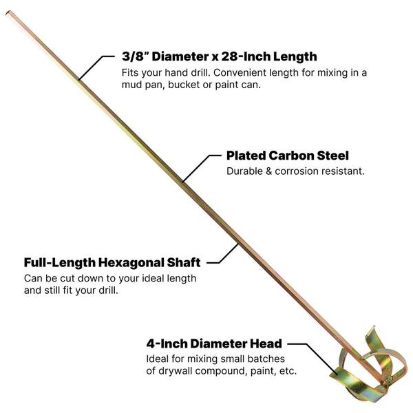 DEWALT 28 in. Pro Mixing Paddle with 4 in. Head in Gold