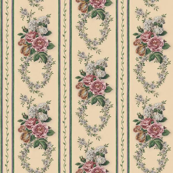 The Wallpaper Company 8 in. x 10 in. Jewel Tone Floral Stripe Wallpaper Sample