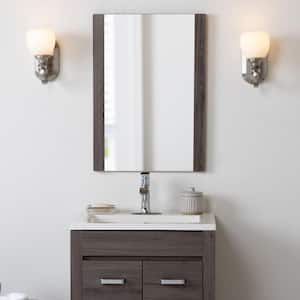 20 in. W x 28 in. H Rectangular Wood Framed Wall Bathroom Vanity Mirror in Dark Oak
