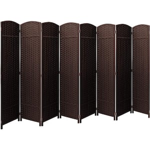 Brown 8 Panel 6 ft. Tall Double Hinged Foldable Panel Room Divider