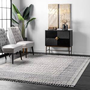 Claudia Diamond Tassel Gray Multi 12 ft. x 18 ft. Indoor Area Rug