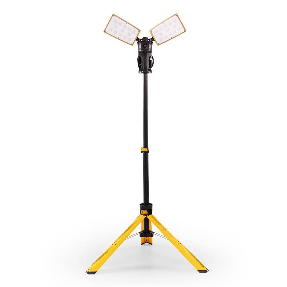 Dual-Head Telescoping LED Work Light with Stand, 9000 Lumen