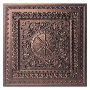 Antique Bronze 2 ft. x 2 ft. Decorative PVC Drop In Ceiling Tile, Glue up Ceiling Tiles(48 sq.ft./case)