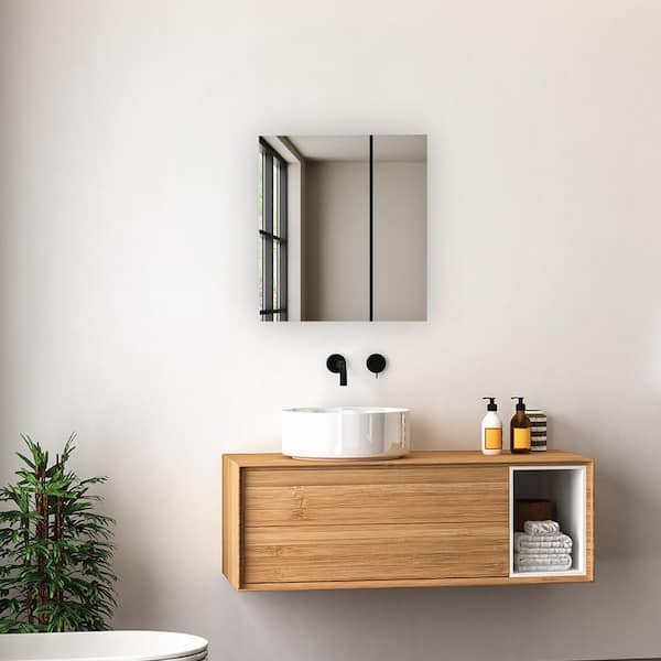 Royale 36 in W x 36 in. H Rectangular Bi-View Medicine Cabinet with Mirror Defogger and 3X Removeable Magnifying Mirror