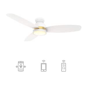 Biscay 52 in. Integrated LED Indoor/Outdoor White Smart Ceiling Fan with Light and Remote, Works with Alexa/Google Home