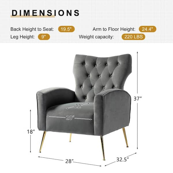 Grey button best sale back chair