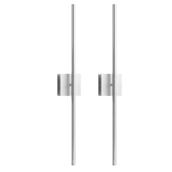 2-Light Nickel Dimmable Timing LED Wall Sconce with Remote Control, Wireless Installation, USB Charging (2-Pack)