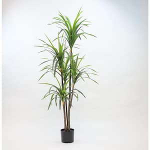 64 in. Green Artificial Yucca Succulent Plant in Black Drop in Pot