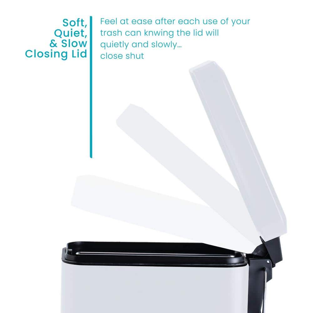 Matte White 1.3 Gallon Stainless Steel Pedal Trash Can