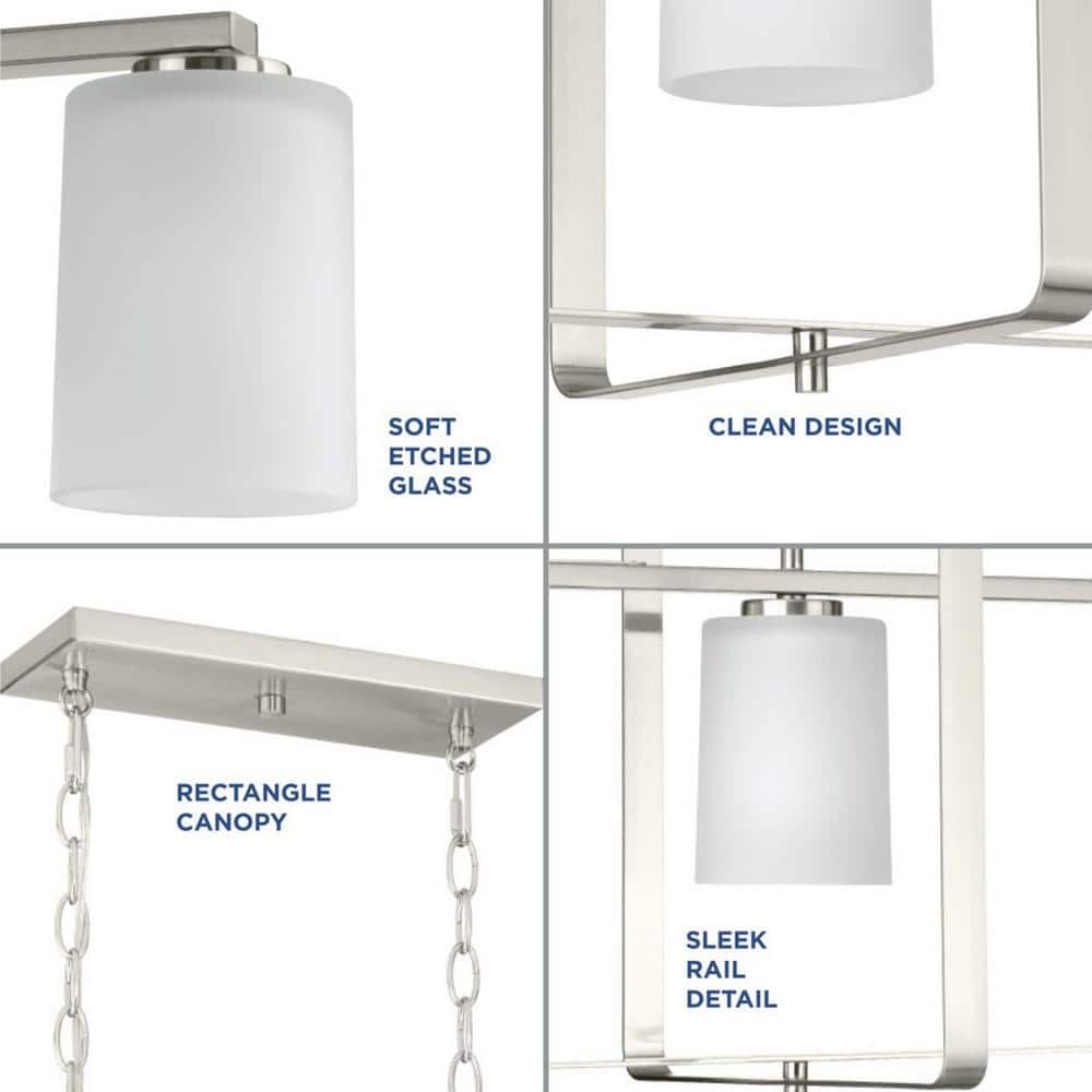 League 42'' Brushed Nickel Modern Farmhouse Chandelier with Etched Glass