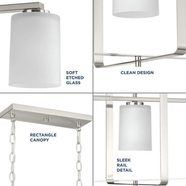 Progress Lighting League 3-Light Brushed Nickel Farmhouse Chandelier