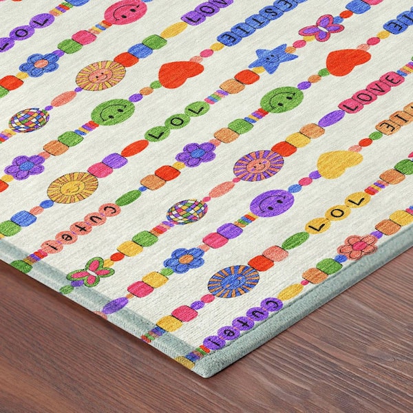 Chantille Machine Washable Indoor/Outdoor Abstract ACN2658 Ivory 3 ft. x 4 ft. Area Rug