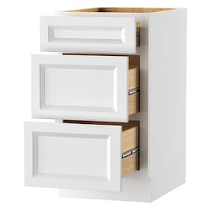 Keyport Shaker 18 in. W x 24 in. D x 34.5 in. H in White Plywood Tool-Free Ready to Assemble Drawer Base Kitchen Cabinet