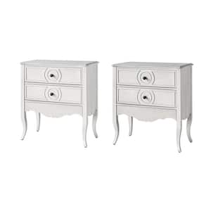 Albin White 3 - Drawer Nightstand with Buil-in Outlets Set of 2