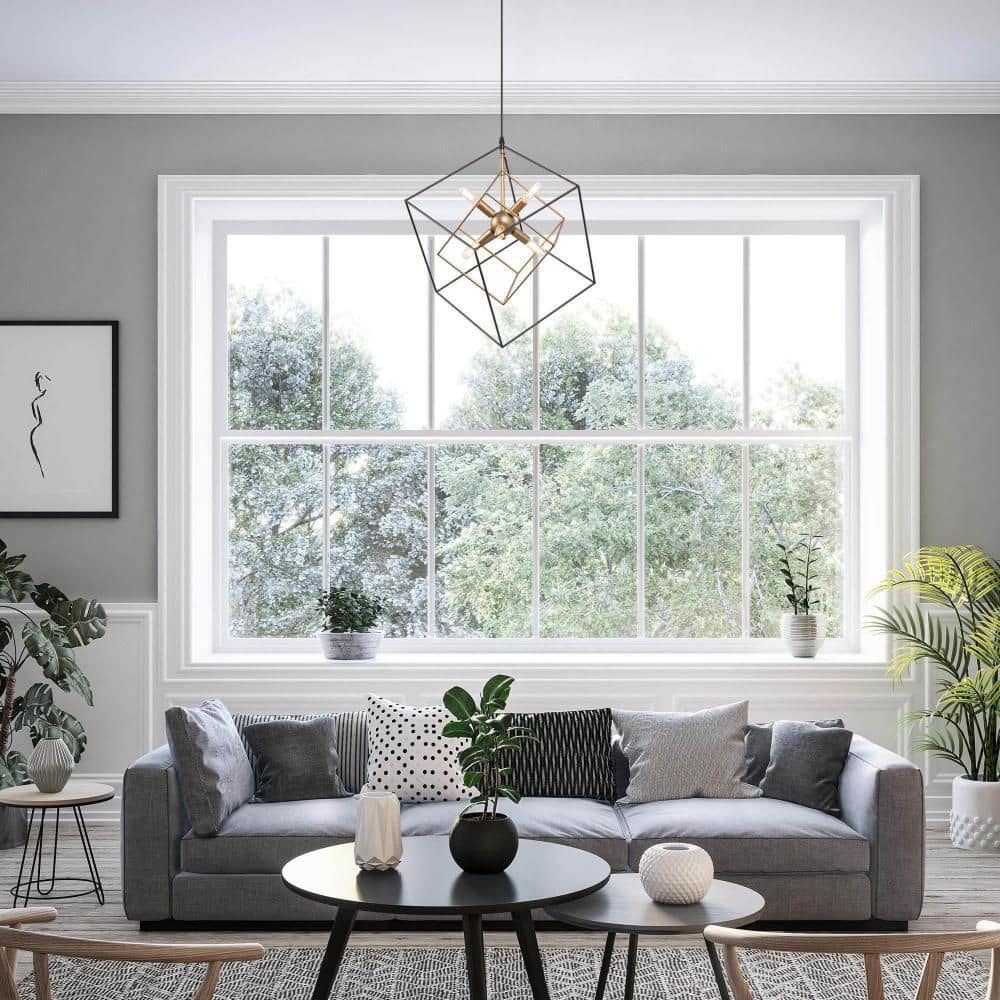Abtercetor Matte Black Wrought Iron Cage LED Chandelier