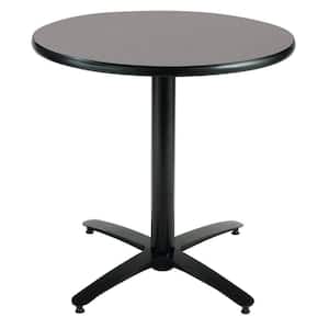 Mode 30 in. Round Graphite Wood Laminate Dining Table with Black X-Shaped Steel Frame (Seats 2)