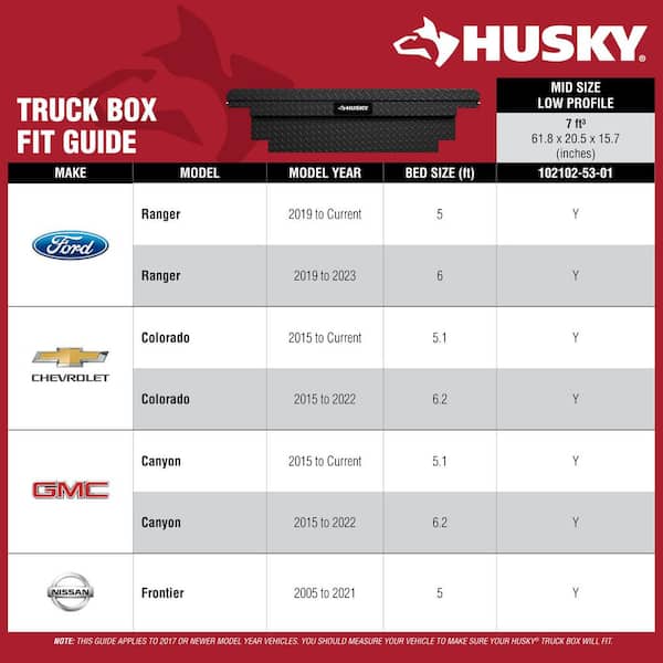 Crossbed Truck Tool Box in Aluminum w/ Low-Profile, 61.86 in. Mid-Size, in Matte Black