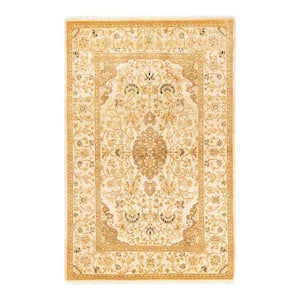 Mogul One-of-a-Kind Traditional Ivory 4 ft. 1 in. x 6 ft. 2 in. Oriental Area Rug