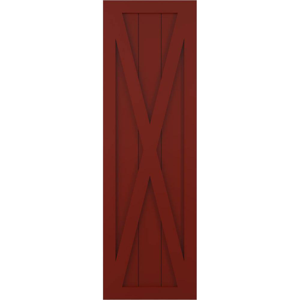 12 in. x 65 in. True Fit PVC Single X-Board Farmhouse Fixed Mount Board and Batten Shutters Pair in Pepper Red price history on PriceWatchPro