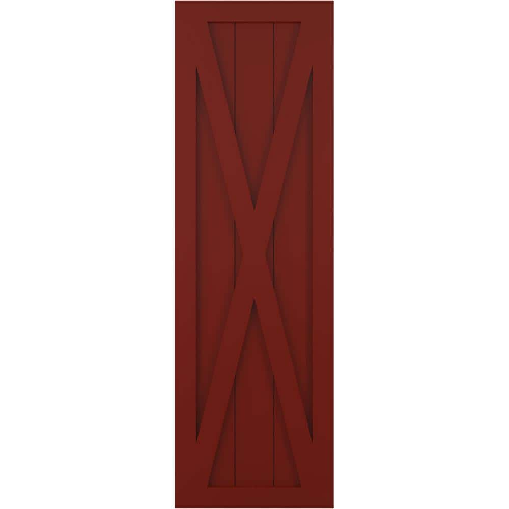 18 in. x 57 in. True Fit PVC Single X-Board Farmhouse Fixed Mount Board and Batten Shutters Pair in Pepper Red price history on PriceWatchPro