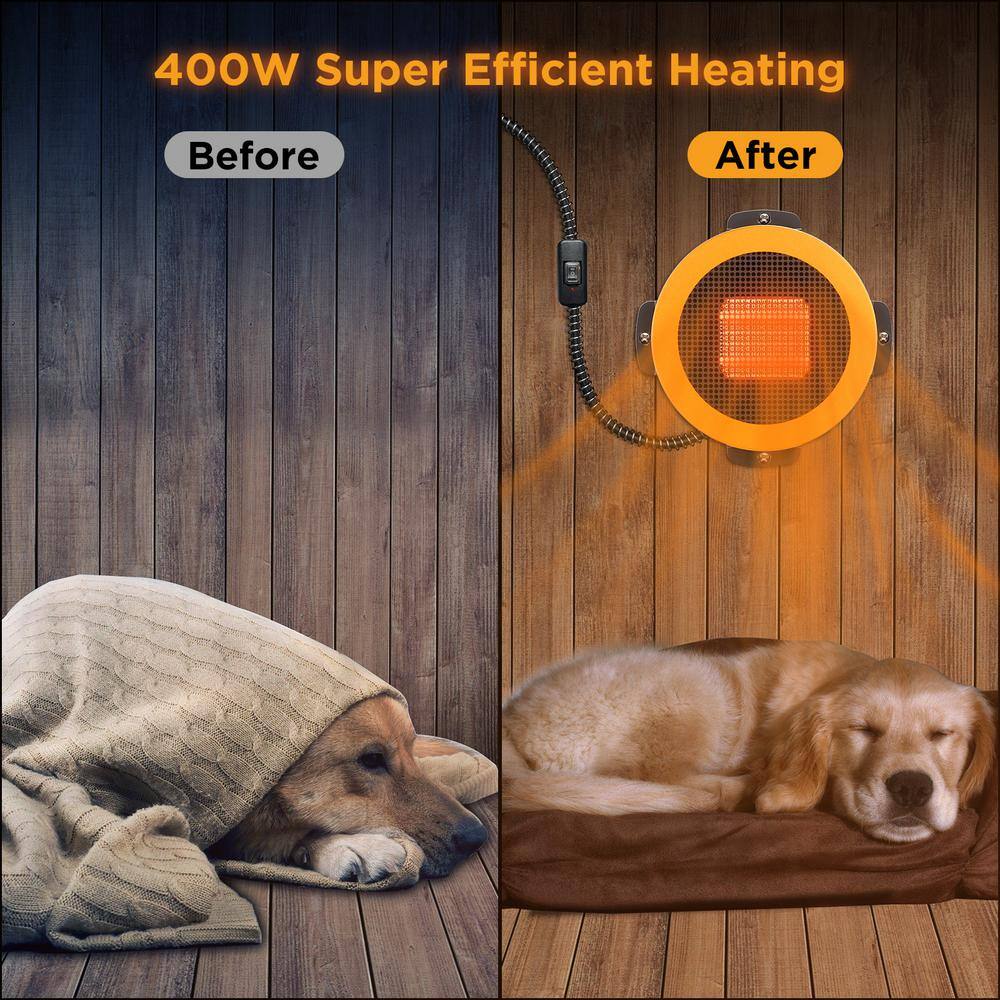 Yellow Ceramic Wall Mount Dog House Heater with Automatic Shut-off