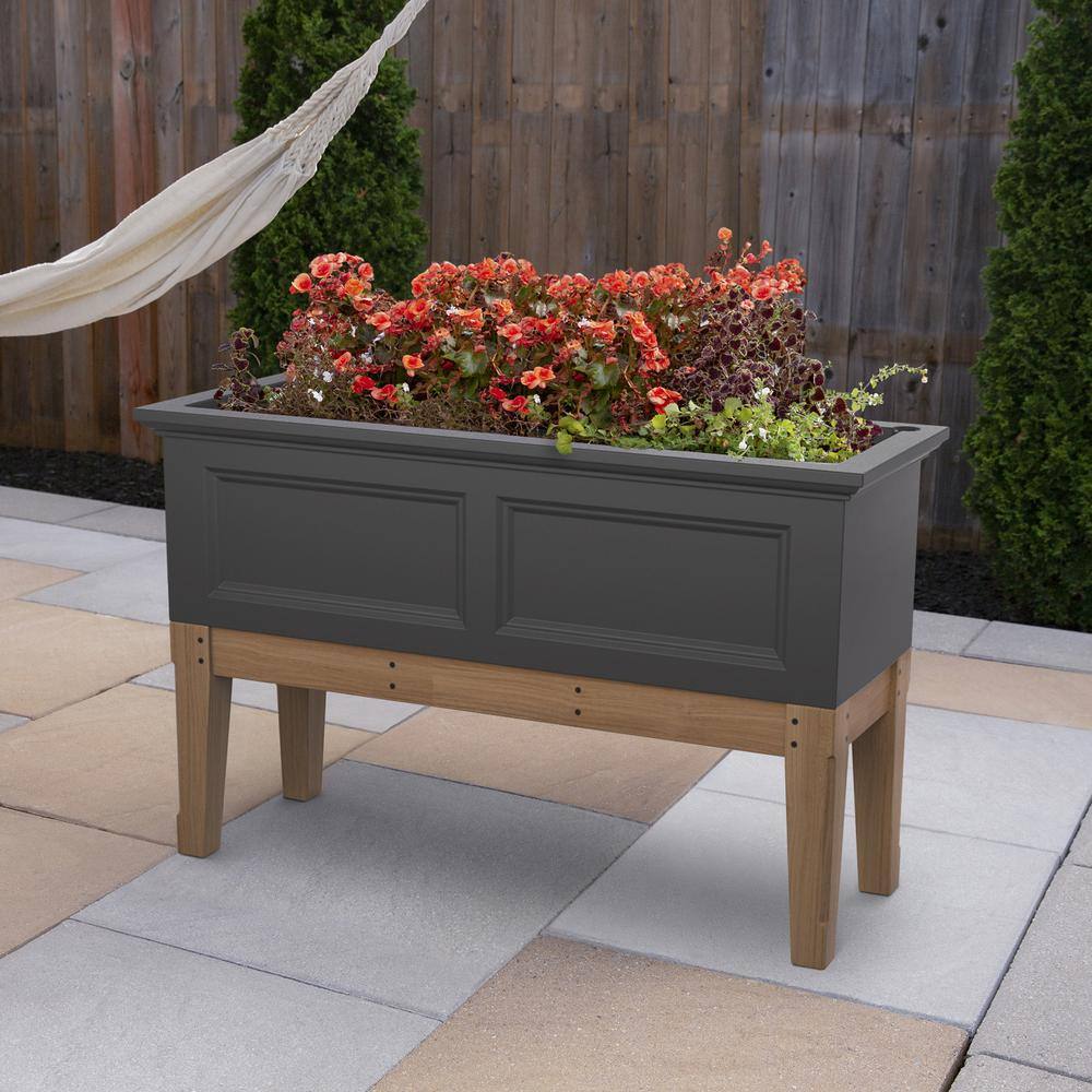 Graphite Grey Polyethylene Elevated Garden Bed with Water Reservoir