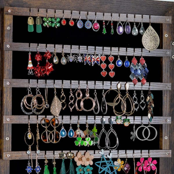 Brown W x H Large Mirrored Jewelry Cabinet