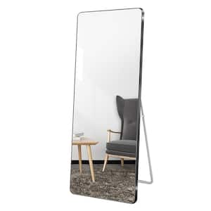 Anky 24 in. W x 65 in. H Aluminum Framed Rectangle Full Length Mirror, Rounded Corner Rimless Large Mirror in Black