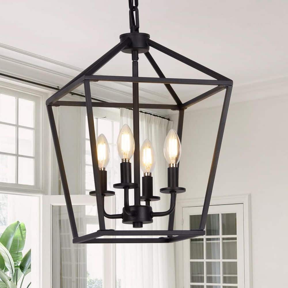4-Light Black Farmhouse Chandelier Light Fixture with Caged Metal Shade for Kitchen Island price history on PriceWatchPro