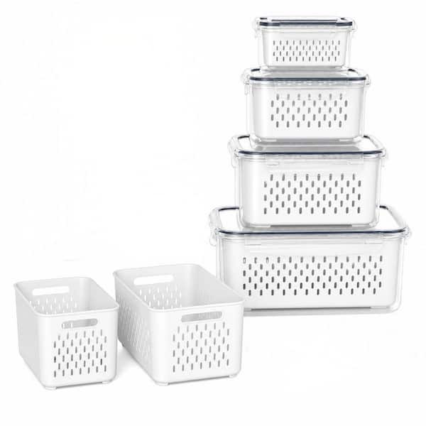 8-Pack Refrigerator Fruit Containers with Colander and Divider Plate, Airtight Berry Storage Boxes Dishwasher Safe