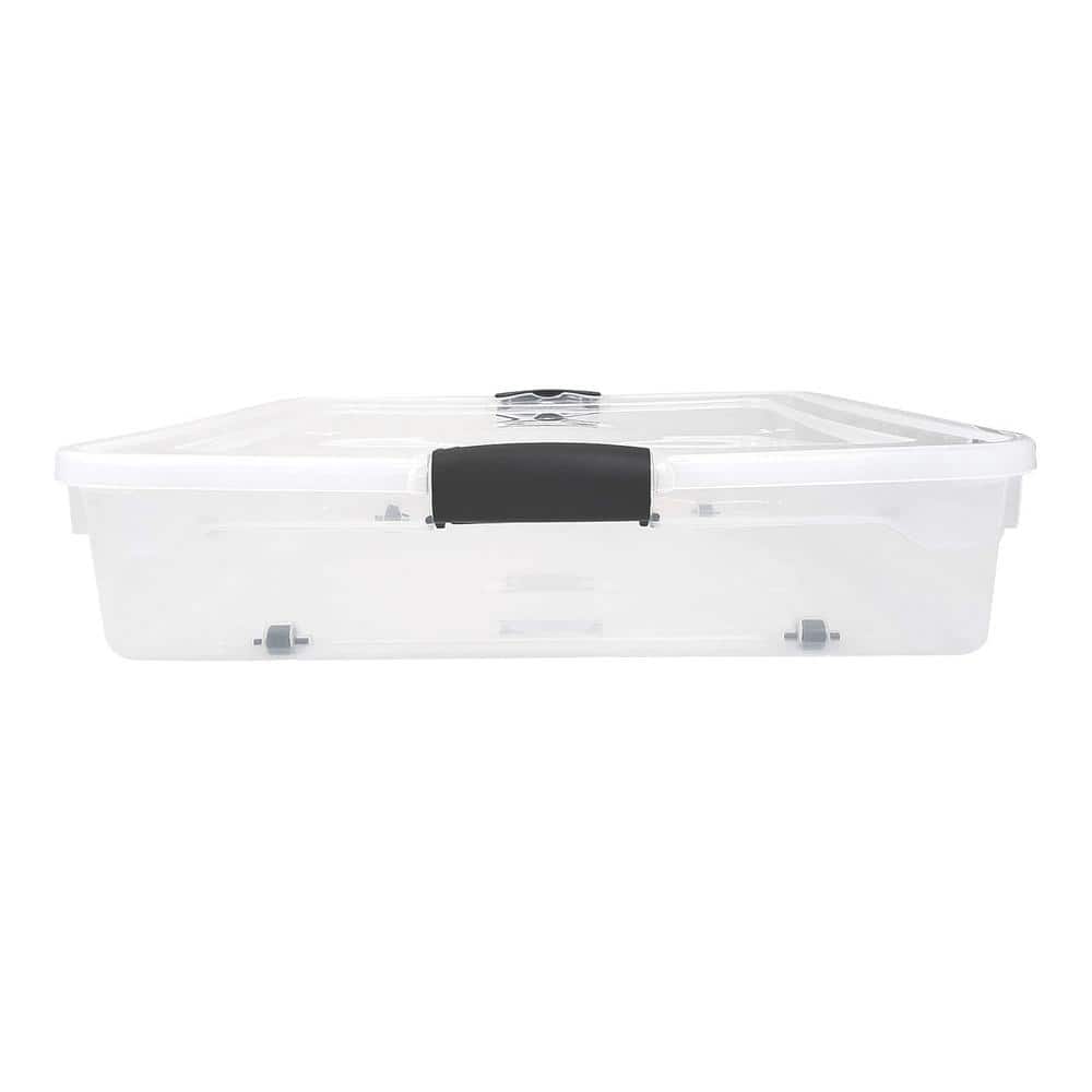 Clear Stackable Plastic Underbed Storage Boxes with Lids, 6-Pack