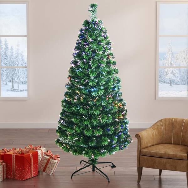 Kingdely 7 Ft Multi Colored Fiber Optic Artificial Christmas Tree With Foldable Stand 270 Tips Tcht Zyk0038 The Home Depot