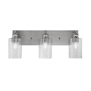 Albany 22 in. 3-Light Brushed Nickel Vanity Light with Smoke Bubble Glass Shades